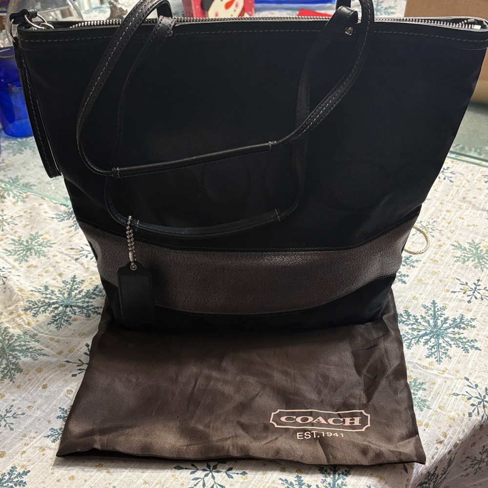 Coach Black and Silver Tote Bag